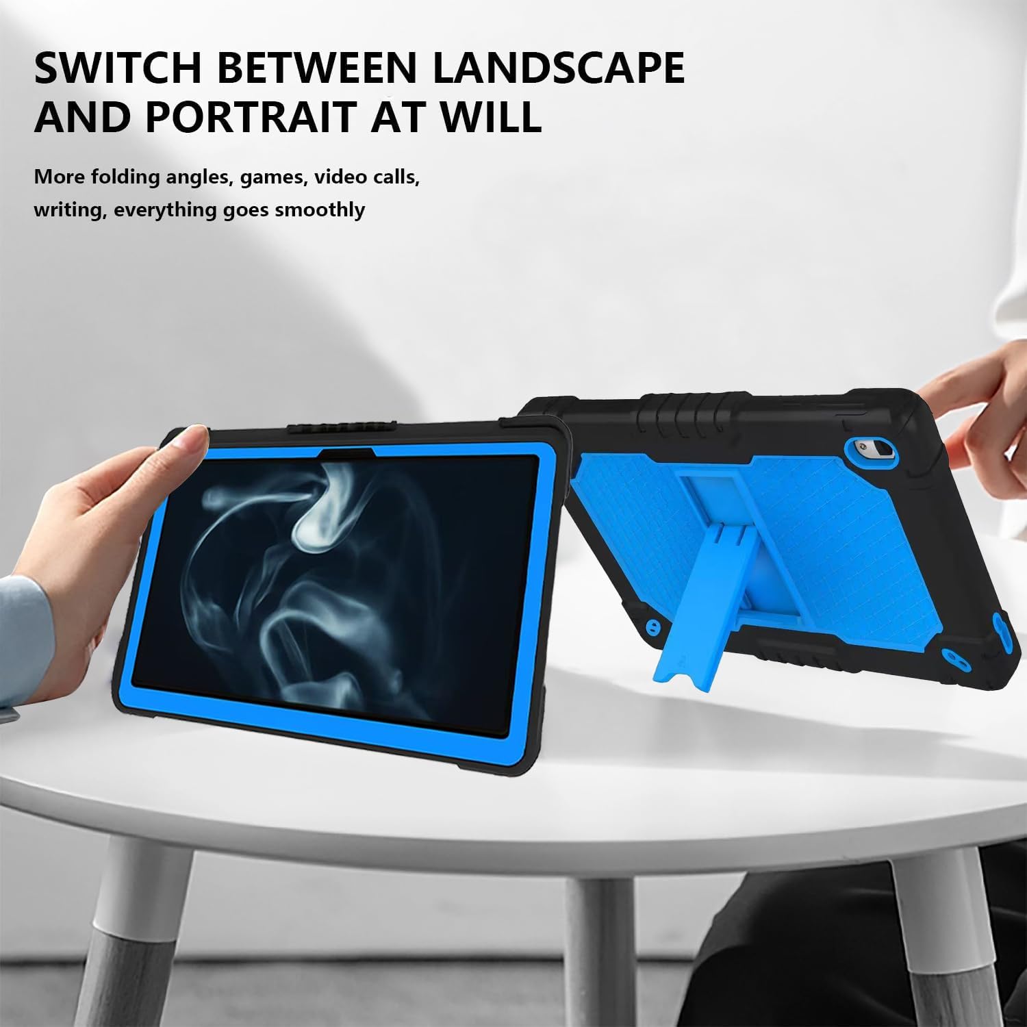 Husa Sigloo, pentru tableta Samsung Tab A 2019, 10.1'', T510/T515, Suport Kickstand, Protectie Completa, Design Antishoc, Albastru
