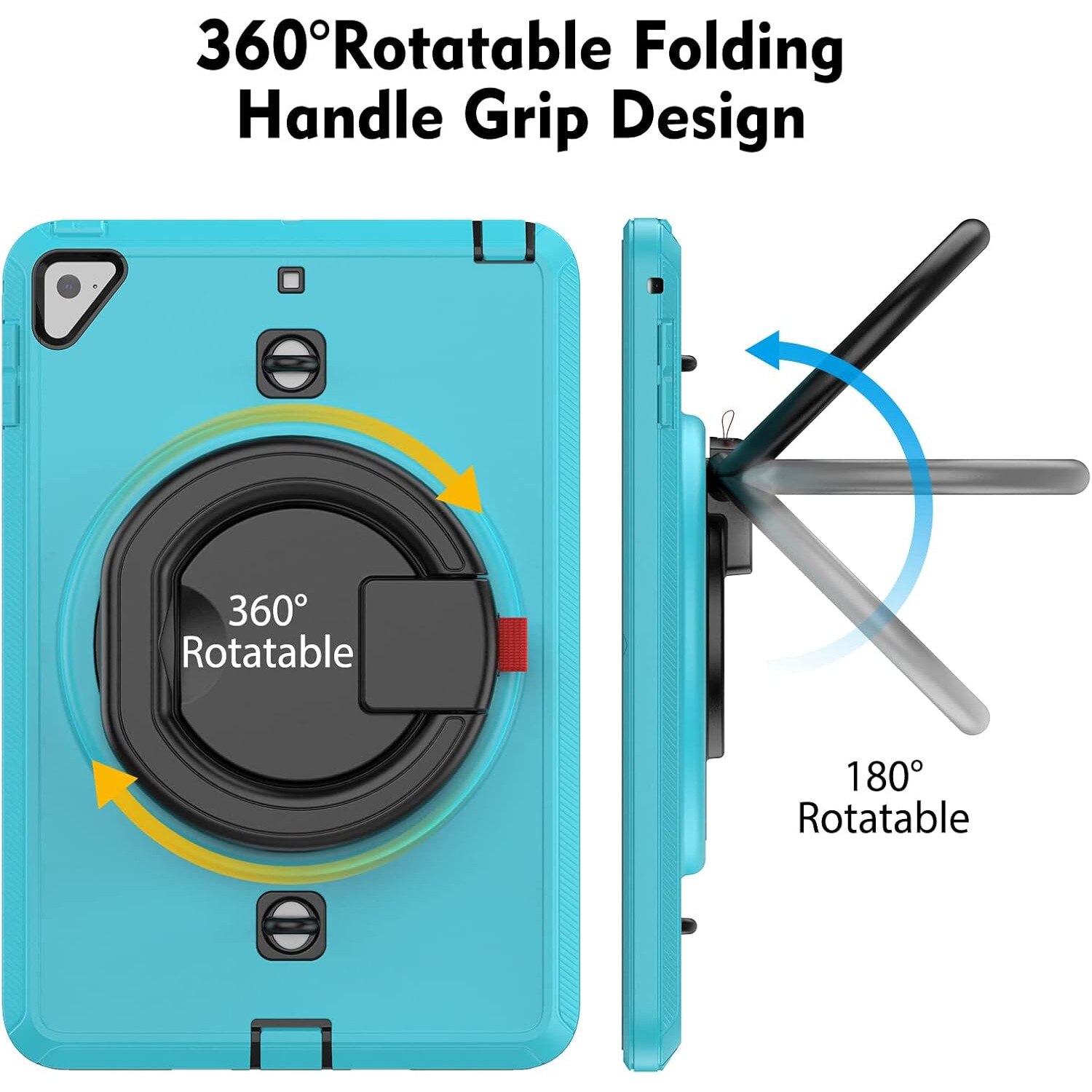 Pachet 360 Sigloo pentru iPad Mini 4/5 (2015/2019), 7.9" – Husa Shockproof Armor cu folie inclusa, curea de umar si suport rotativ, Albastru