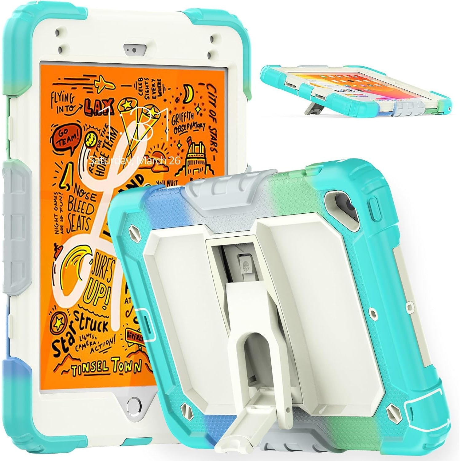 Husa Sigloo pentru iPad Mini 4/5 (2015/2019), 7.9" –Protectie Antisoc, Suport Reglabil, Curea de Umar, Albastru