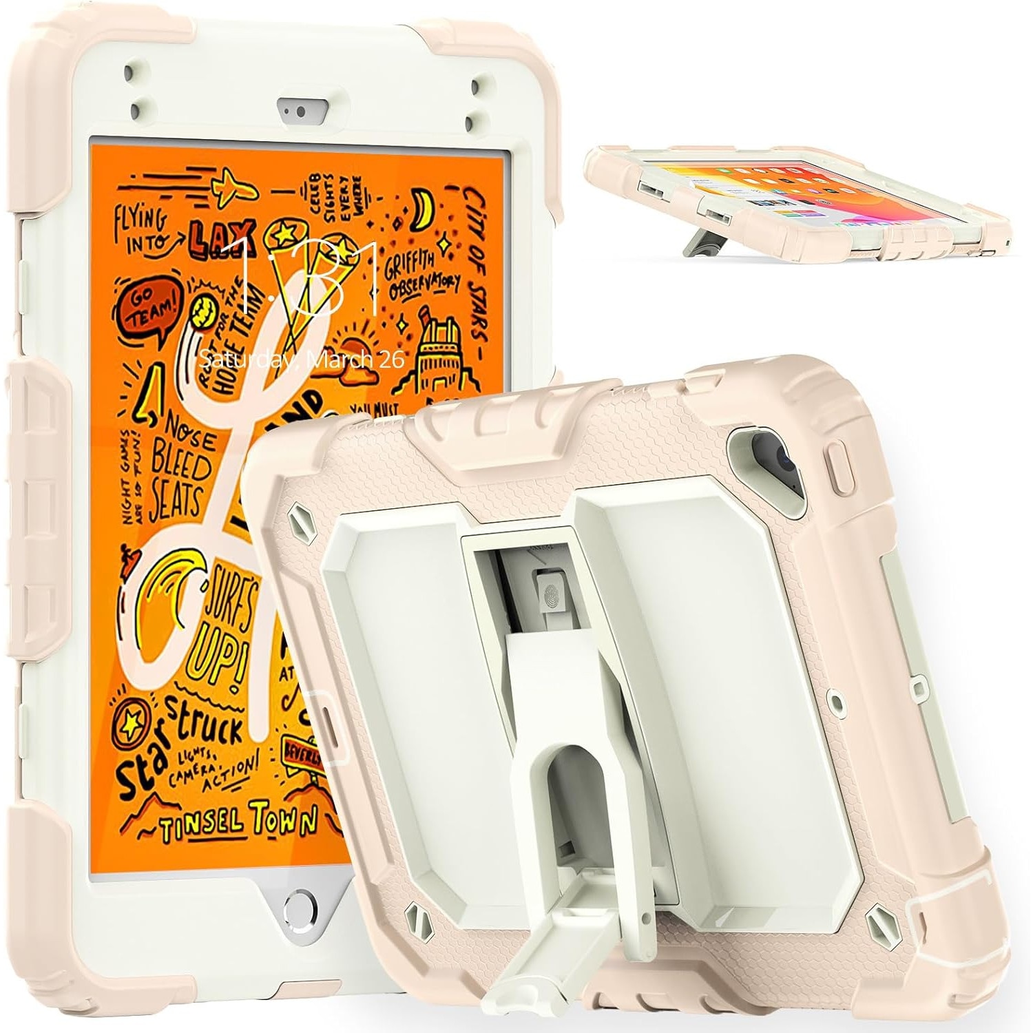 Husa Sigloo pentru iPad Mini 4/5 (2015/2019), 7.9" –Protectie Antisoc, Suport Reglabil, Curea de Umar, Roz