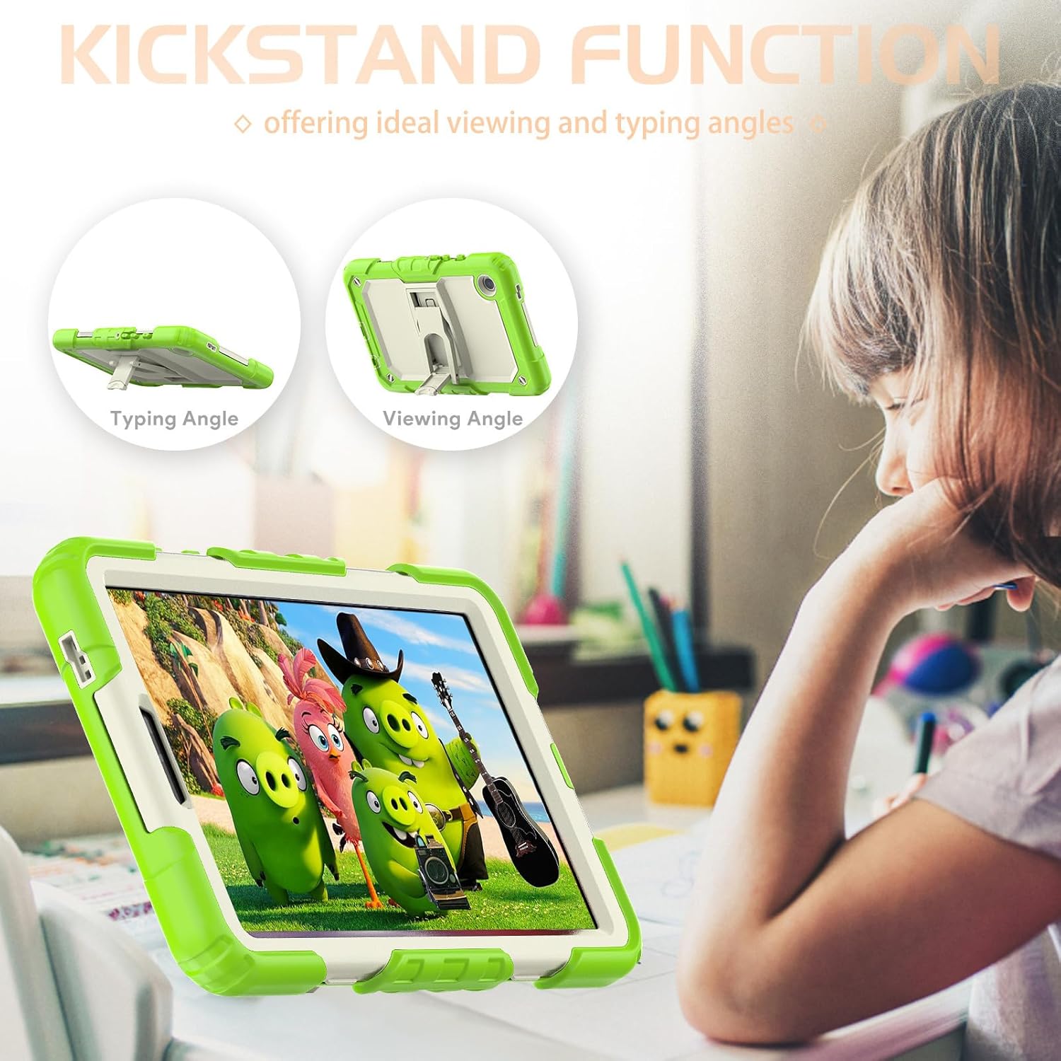 Husa Sigloo pentru iPad Mini 4/5 (2015/2019), 7.9" –Protectie Antisoc, Suport Reglabil, Verde praz