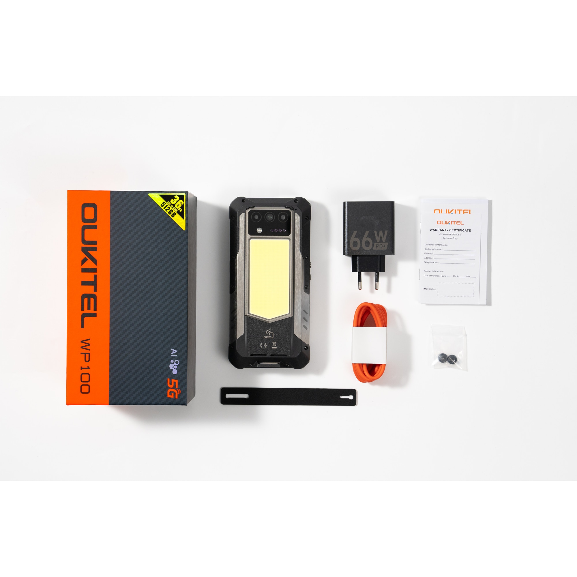 Telefon mobil Oukitel WP100, 5G, 6.8", 512GB/12GB, 33000mAh, Negru