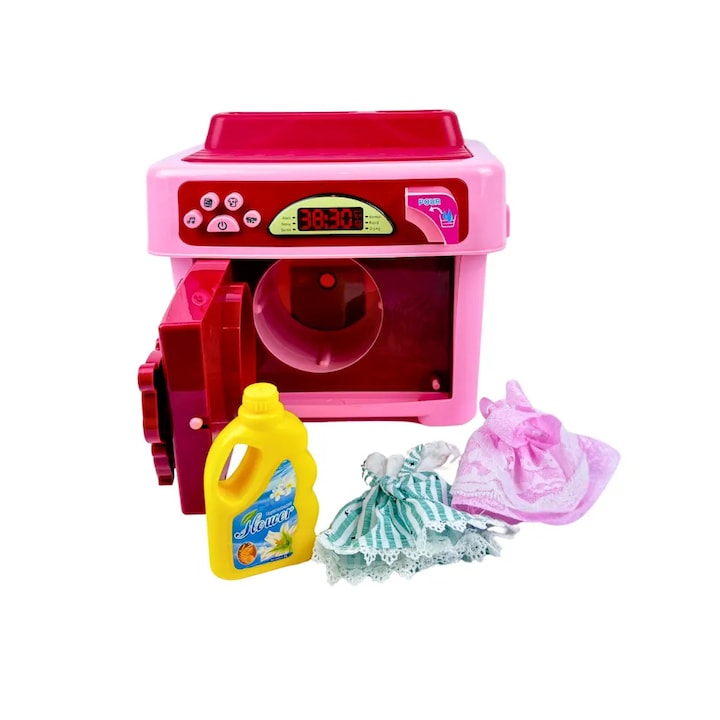 Mașină de spălat pentru copii, cu accesorii, sunet/lumină, tambur rotativ