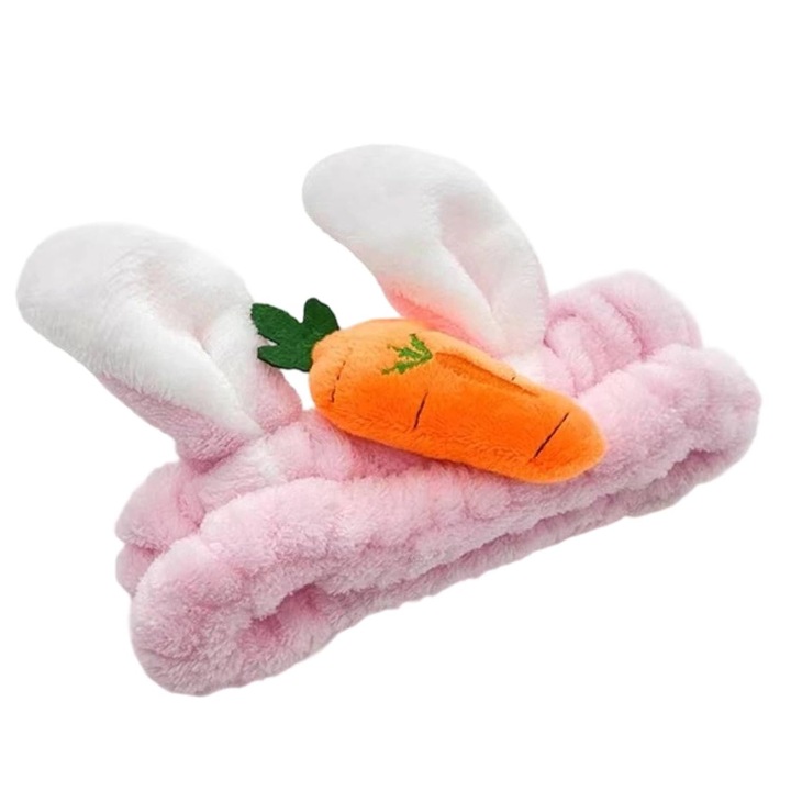 Smink fejpánt, BOMSTOM, nyuszifüles, rózsaszín, rugalmas anyag, egy méret