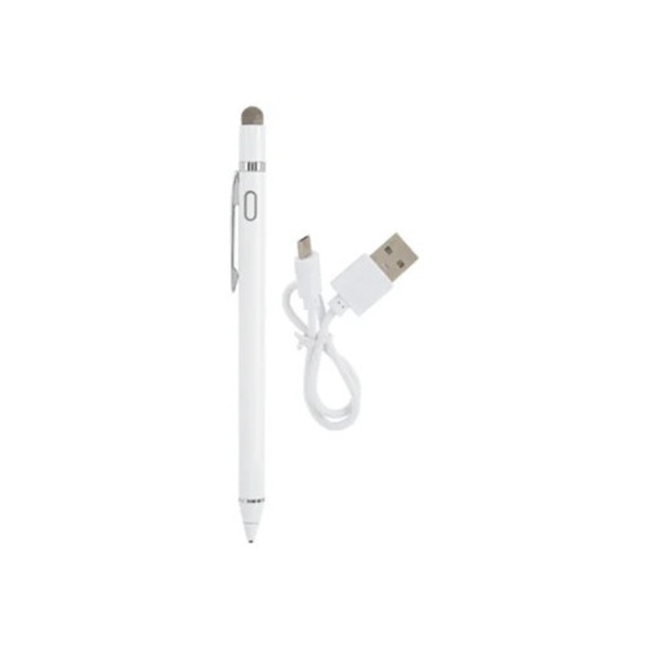 Stylus activ universal pentru iPhone, iPad, telefoane si tablete iOS/Android, alb