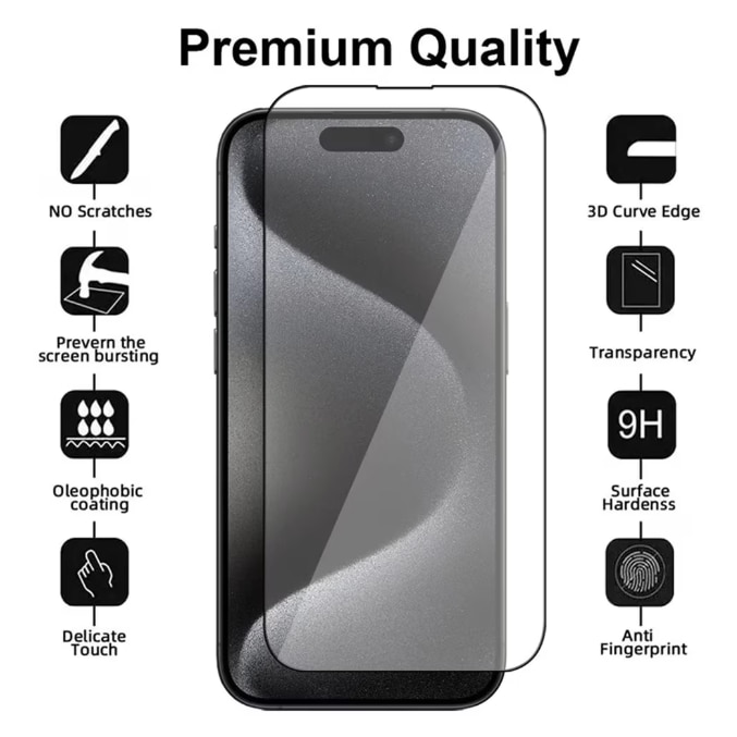 Folie sticla MatTech, Compatibila cu iPhone 17 Air, Lipire pe Toata Suprafata, 9H Protection Technology, Claritate Premium Full HD, Full Glue, Margini Negre