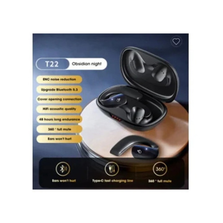 Vezeték nélküli fülhallgató, True Wireless, érintésvezérlés, zajcsökkentés, fekete