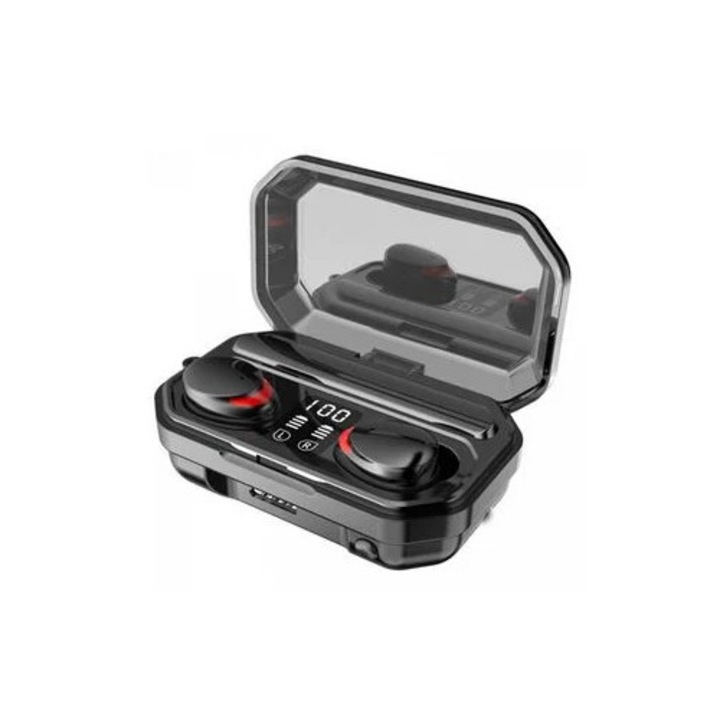 Casti Wireless TWS HiFi Stereo, Bluetooth, sport, alb