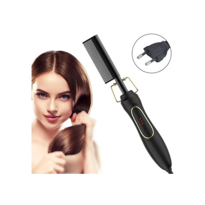 Perie electrica pentru indreptat parul din ceramica, pentru par natural, peruci si barbateasca