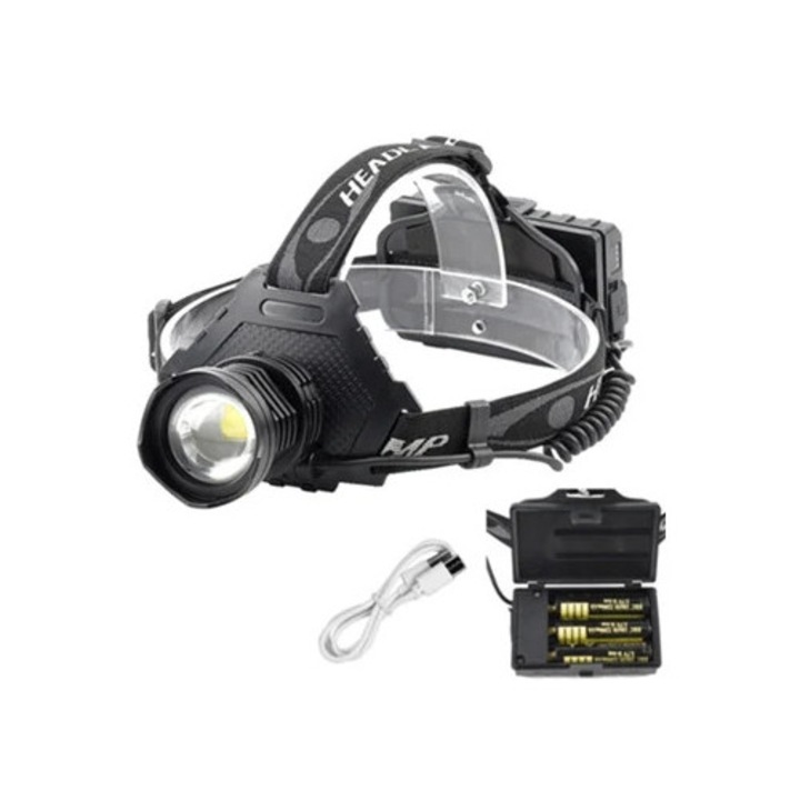 USB-s újratölthető LED lámpa, vízálló, kempingezéshez, vadászathoz, futáshoz, horgászathoz, kerékpározáshoz