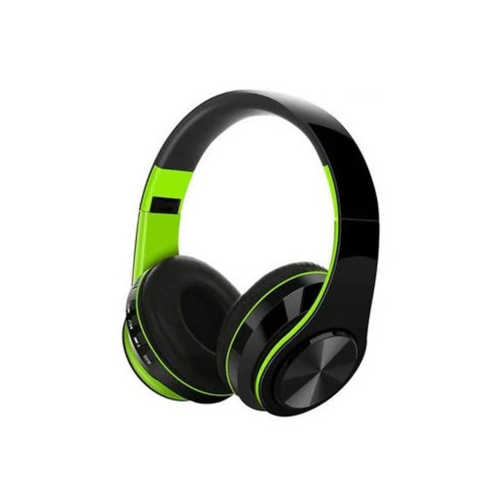 Zöld összecsukható Bluetooth vezeték nélküli fejhallgató