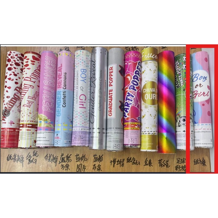 Tun Confetti, Leski, Model Gender Reveal, Albastru, 40 cm