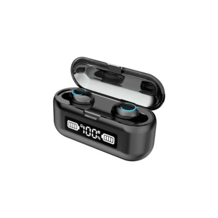 Vezeték nélküli fülhallgató F9-43 Bluetooth V5.1 9D Sztereó Vízálló, fekete