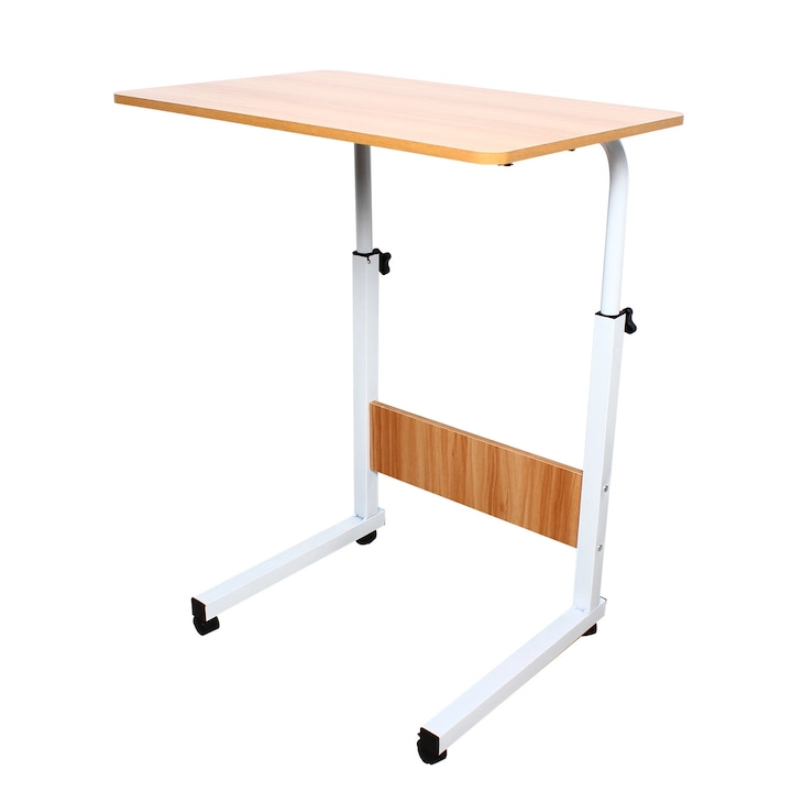 Birou de birou pentru calculator, din lemn, pentru acasa si studiu, cu ajustare inaltime, roti universale, model loc de munca laptop