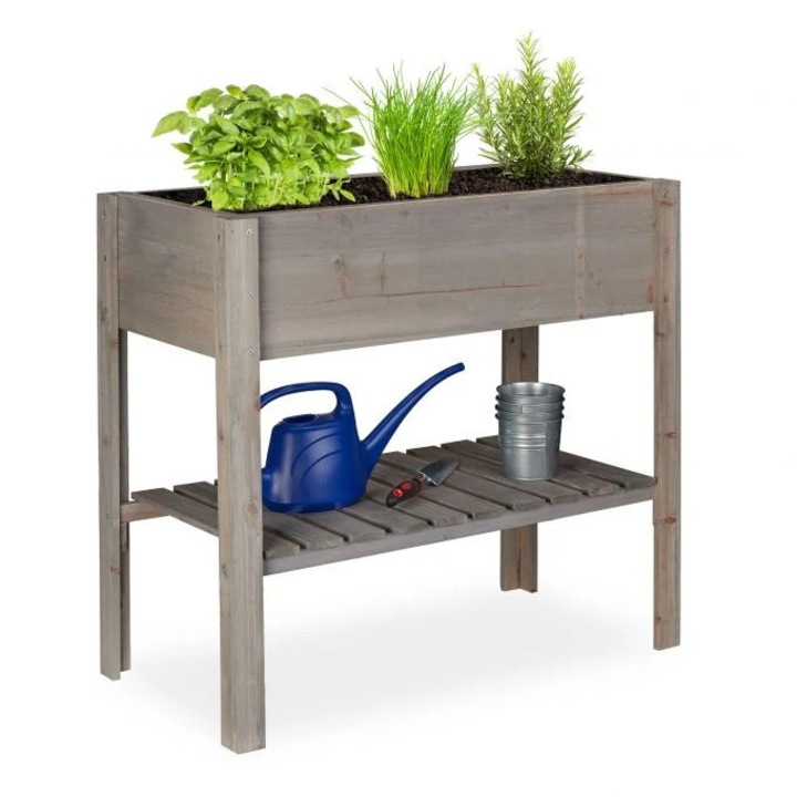 Повдигната леха B2X, модерна сива, 80x40x75см, от издръжлива пластмаса