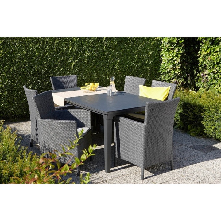 Set mobilier de gradina, Curver, Futura 6+1 in culoarea cappuccino