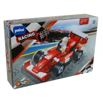 Set constructie masina Formula 1 rosie / galbena Prico Set constructie masina Formula 1 rosie / galbena Prico
