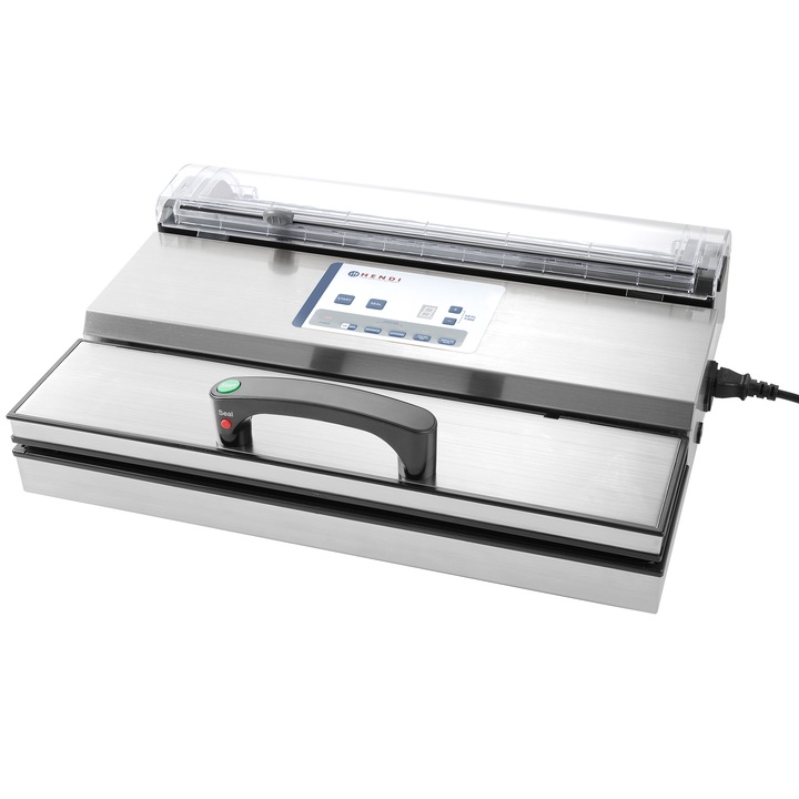 Masina ambalare vacuum Hendi Kicthen Line, 650W, compatibil pungi gofrate si role, Argintiu/Negru