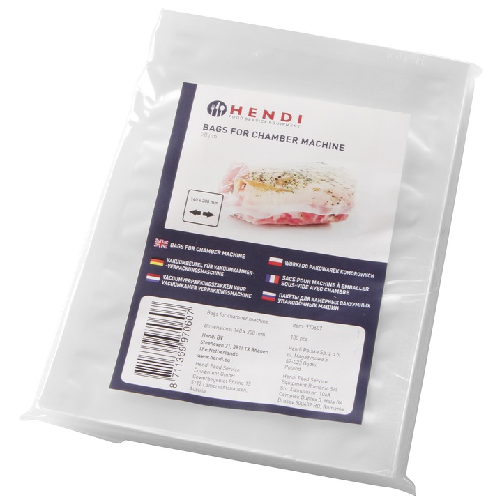 Pungi ambalare vacuum Hendi, 140X200mm, 2 starturi, 65 microni, 100 buc.