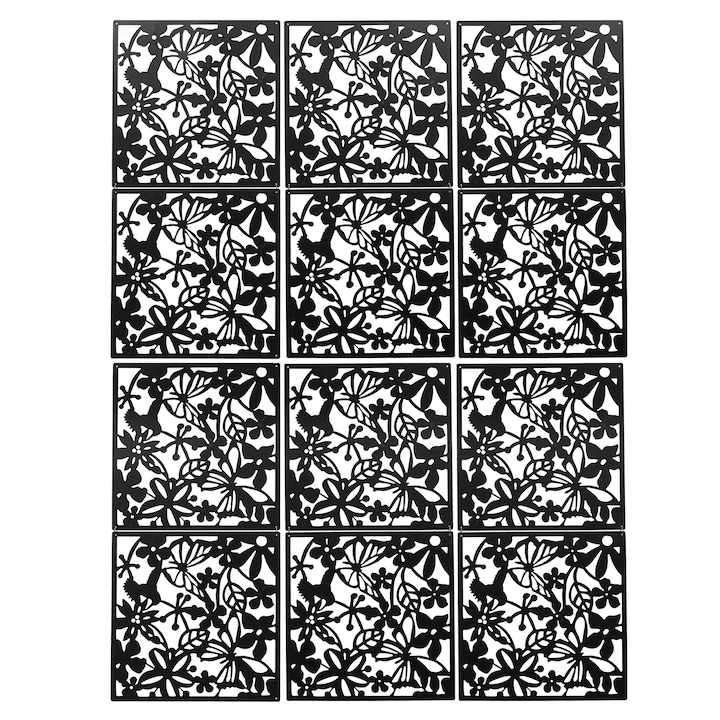 Panou de separare pentru camere 12 buc, Material PP, Perdea suspendata, pentru Dormitoare, Sali de mancare, Hol, Culoare Negru