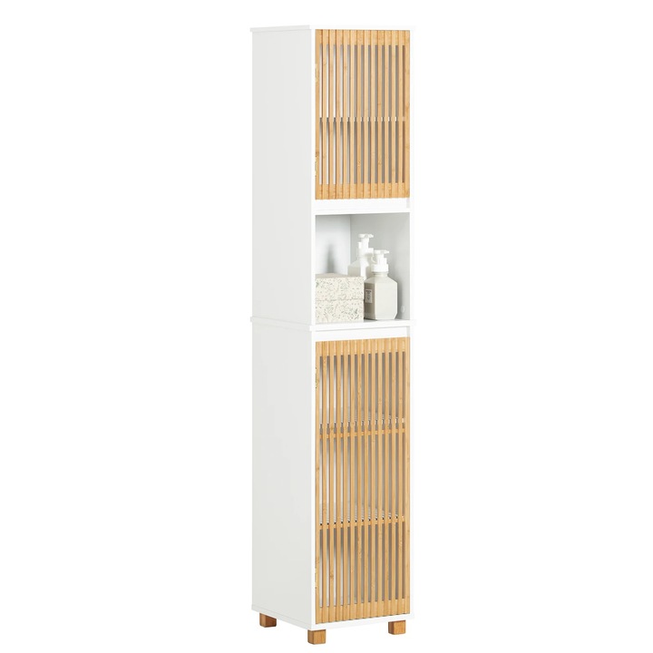 Dulap inalt pentru baie BZR127-W, mobilier de baie, raft ingust, dimensiuni aproximativ 33x165x33, Culoare Alb