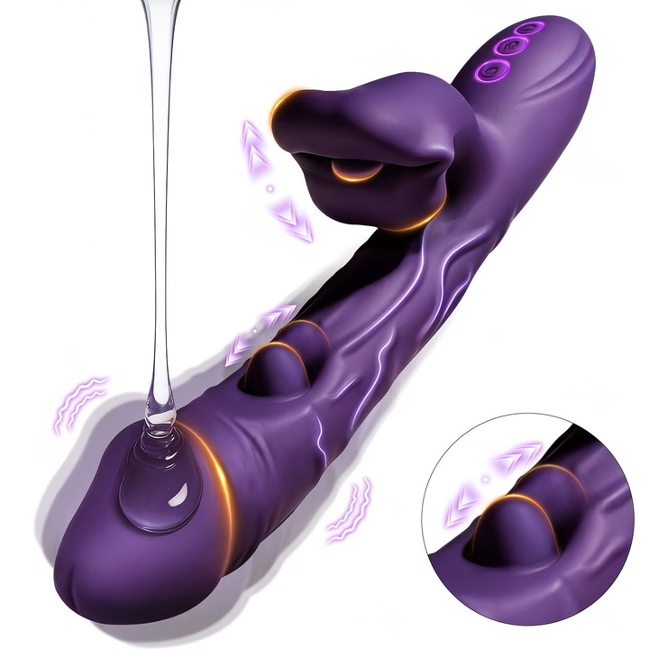 Дилдо вибратор двойна стимулация - G-точка и клитор, Секс играчка за жени и двойки виолетов