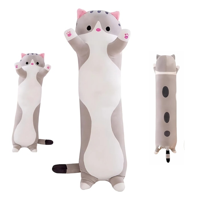 Jucarie de plus pisica, Virtual Trend, 90cm, gri