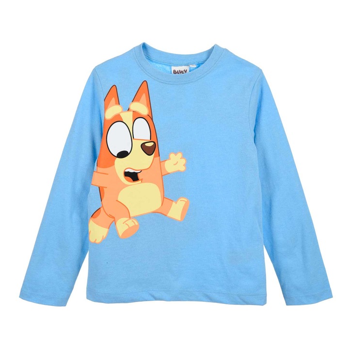 Bluza maneca lunga din bumbac pentru copii, Bingo si Bluey 34137, Albastru deschis