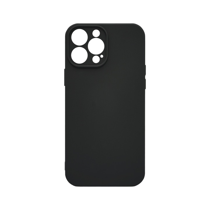 BestCase® Премиум силиконов калъф + включен стъклен протектор, съвместим с Apple iPhone 14 Pro Max, интериор от микрофибър, черен