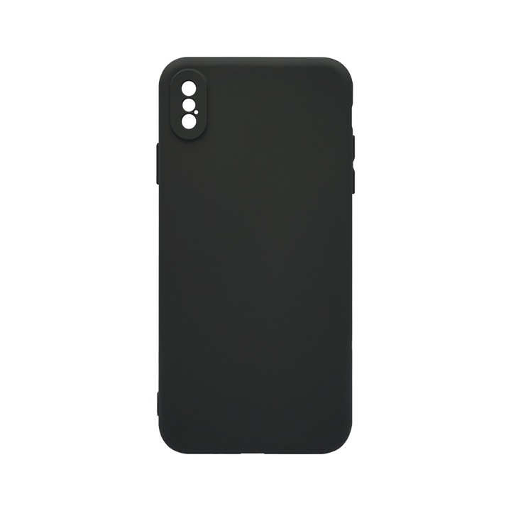 BestCase® Husa TPU Ultra Slim 0.8mm + Folie de sticla inculsa Compatibila cu Apple iPhone XS, Negru mat