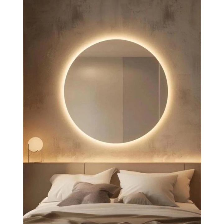 LED tükör fürdőszobába és mosdóhoz, 60 cm átmérővel