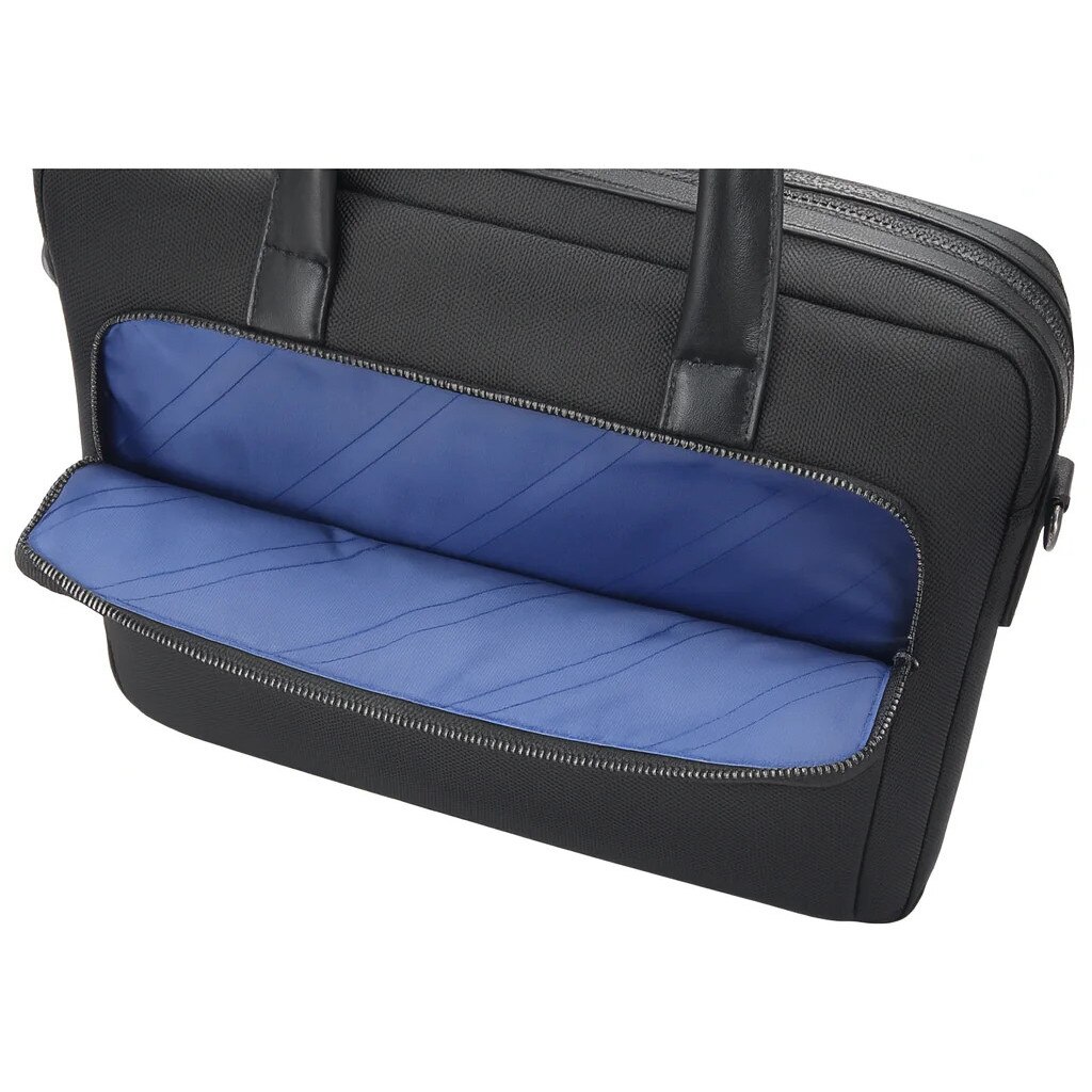 Geanta neagra pentru laptop din piele si material textil
