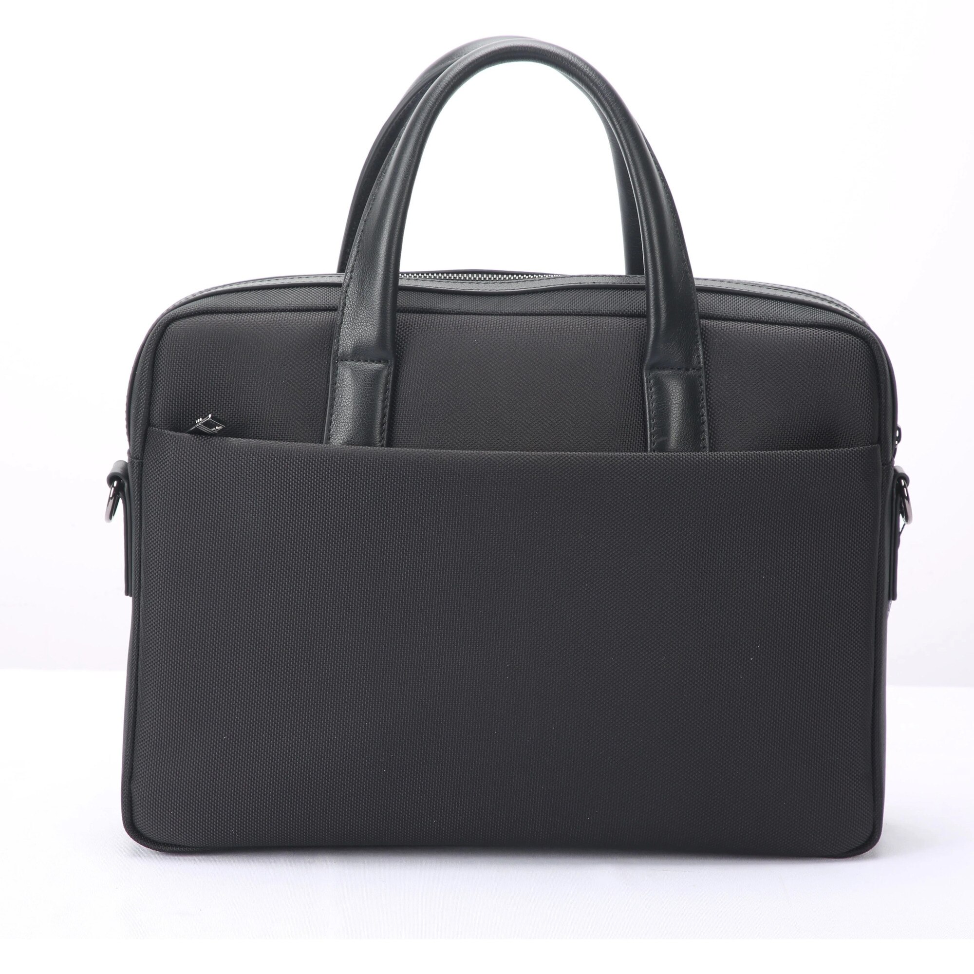 Geanta neagra pentru laptop din piele si material textil