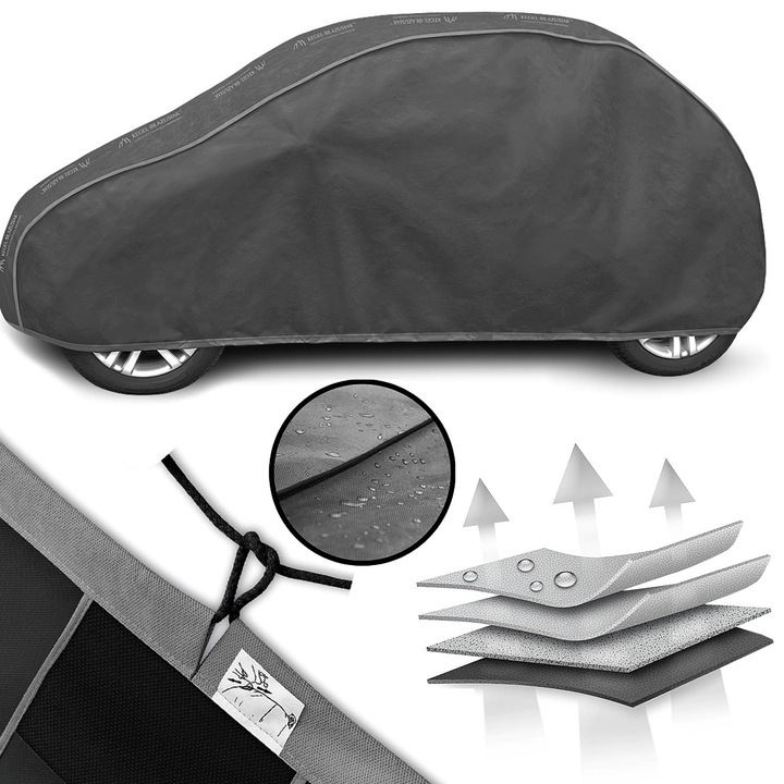 Husă auto Kegel-Błażusiak Hatchback S3 impermeabilă, pliabilă, grafit, 335-355 cm