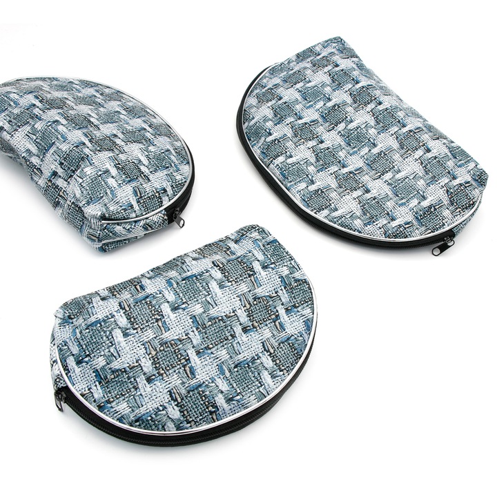 Genti cosmetice, imprimeu carouri set 3 buc, Verde