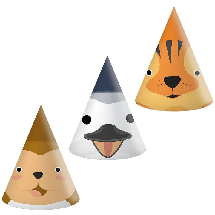 Set 6 Coifuri Animalute Zoo, Procos, Multicolor, 16x15cm