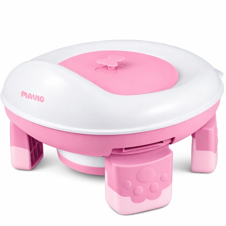 Olita Portabila Copii Mavio®, Reductor WC Pliabil, Saculeti Inclusi, Husa Transport, Capac, Varsta 1-3 Ani, Usor de Curatat, Fara BPA, Picioare Anti-derapante, Roz