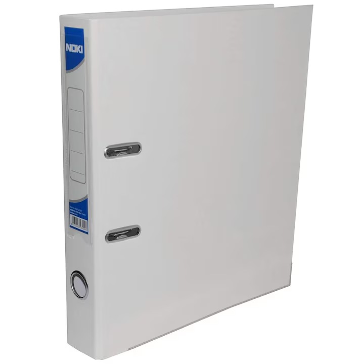 Biblioraft Noki plastifiat A4, cotor 7.5 cm, mecanism standard, alb
