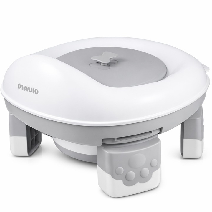 Olita Portabila Copii Mavio®, Reductor WC Pliabil, Saculeti Inclusi, Husa Transport, Capac, Varsta 1-3 Ani, Usor de Curatat, Fara BPA, Picioare Anti-derapante, Gri