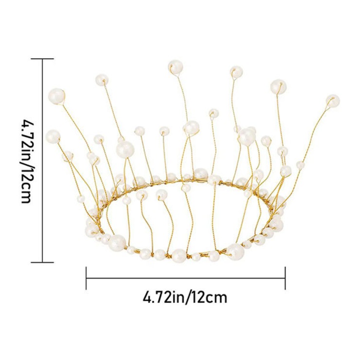 Topper tort Coronita flexibila, aurie cu perle albe 12 cm