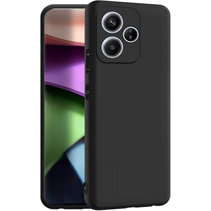 BestCase® Husa TPU Ultra Slim 0.8mm + Folie de sticla inculsa Compatibila cu Xiaomi Redmi 13, Negru mat