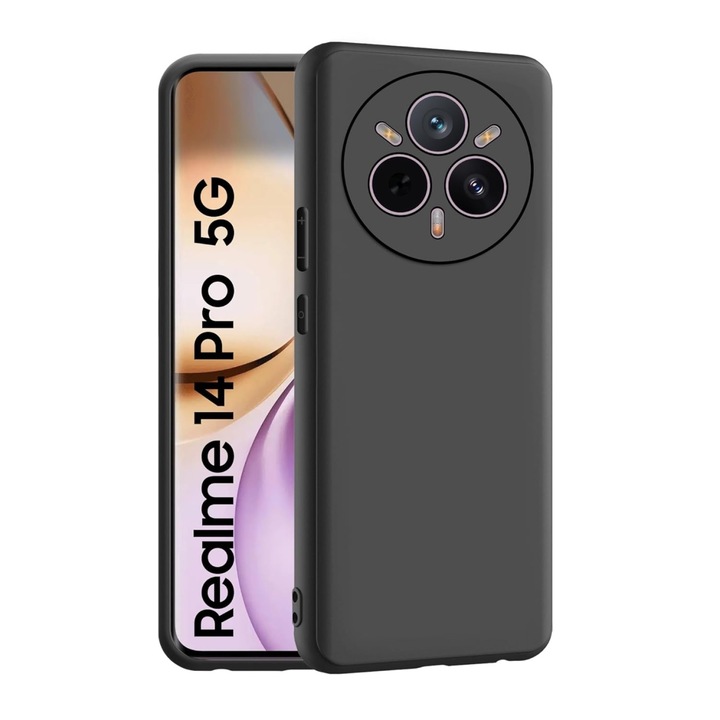 BestCase® Ultra Slim 0.8mm TPU tok + üvegfólia mellékelve Realme 14 Pro 5G-vel kompatibilis, matt fekete
