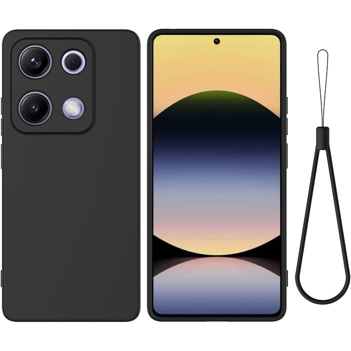 BestCase® Husa Premium Silicon + Folie de sticla inclusa Compatibila cu Xiaomi Redmi Note 14S 4G, Interior cu microfibra, Negru