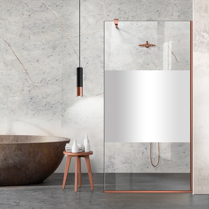 Aqua Class® Copper 110x195 cm zuhanyfal, incolor Line modell, víztiszta biztonsági üveg
