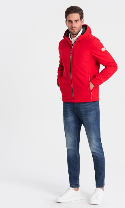 Jacheta pentru barbati softshell, Ombre Clothing, Wistari, rosudwqf, Rosu