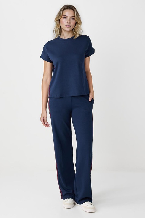 JIMMY KEY, Pantaloni de trening din amestec de modal cu croiala ampla, Alb/Albastru inchis/Rosu inchis