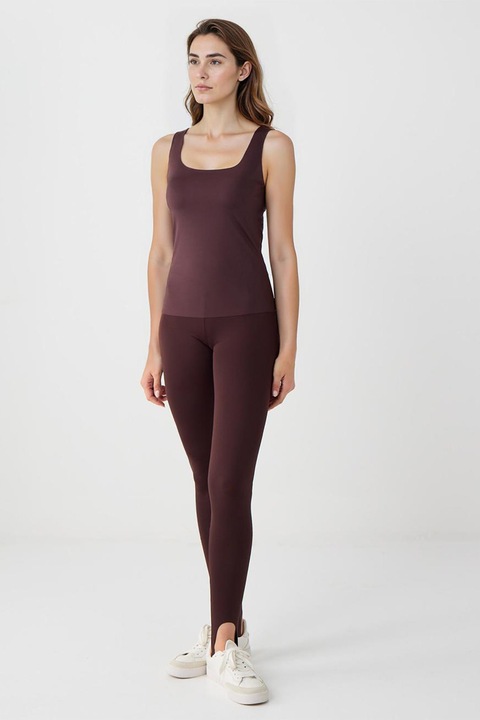 JIMMY KEY, Colanti cu talie inalta si banda, Maro cognac