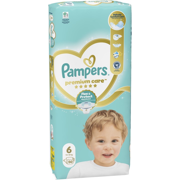Scutece Pampers Premium Care Jumbo Pack Marimea 6, 13kg-18kg, 50 buc