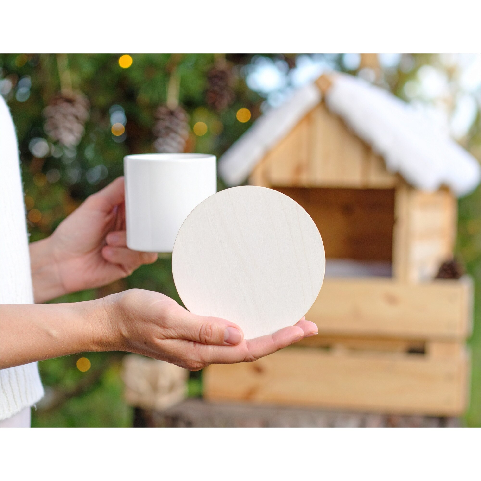 Suport bauturi, SMX Design, 10cm, HDF, alb, rotund - eMAG.ro