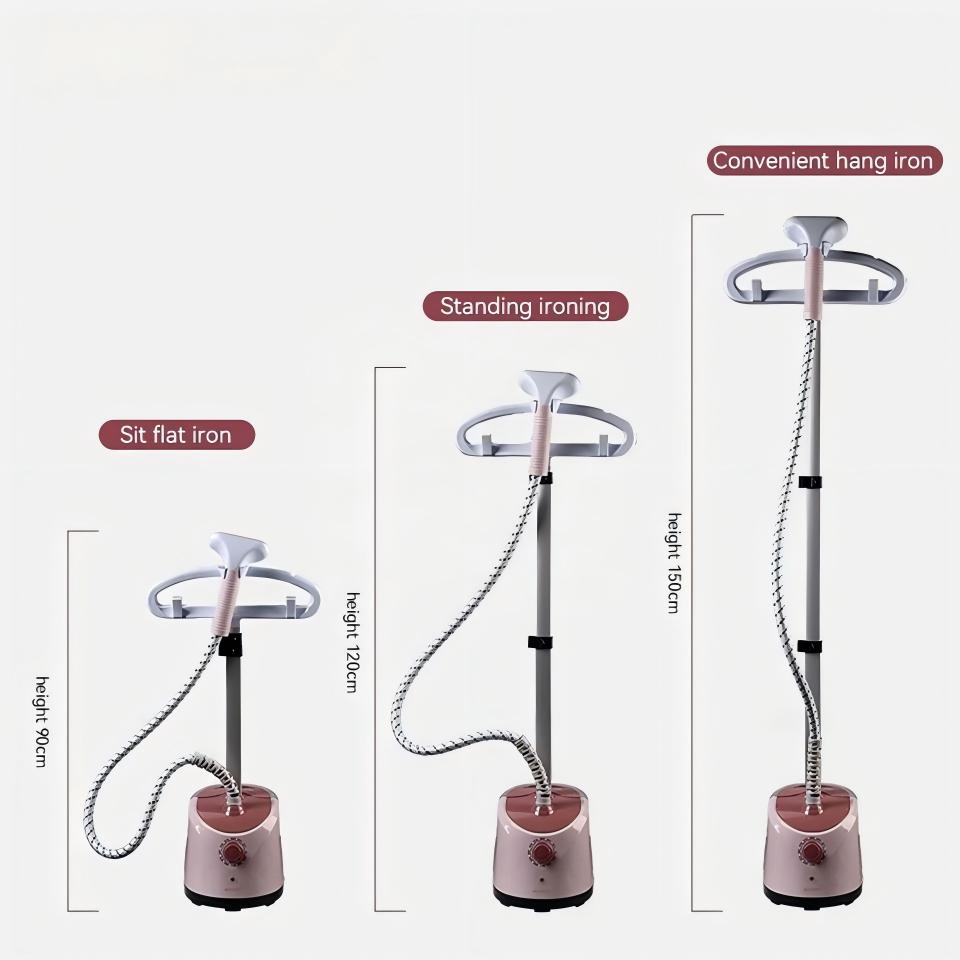 Aparat de calcat vertical cu abur pentru haine, putere mare, incalzire rapida, viteze multiple, reglabil pe inaltime, potrivit pentru calcat haine si pe platforma, roz